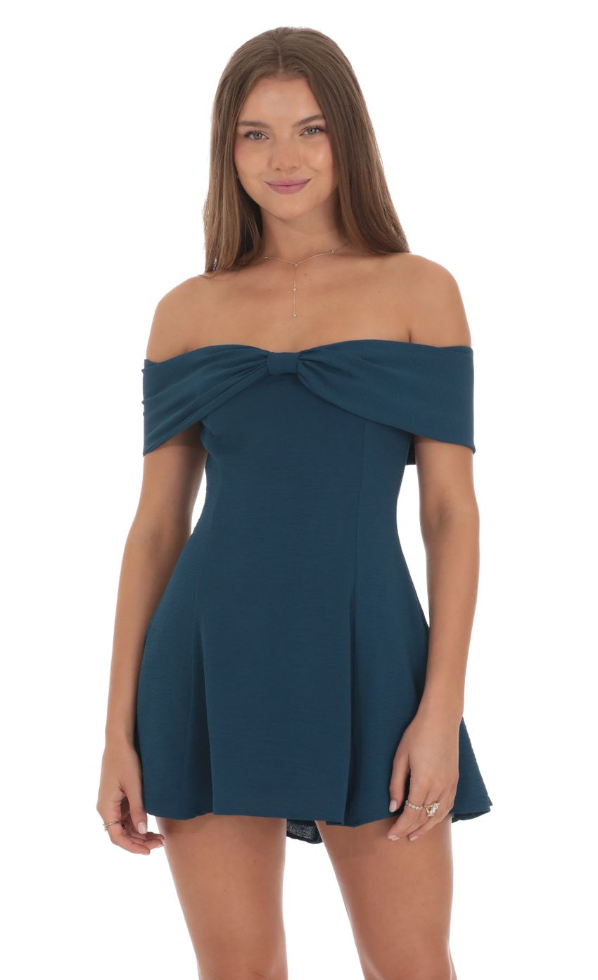 Lucy in the Sky Front Bow Off Shoulder Dress