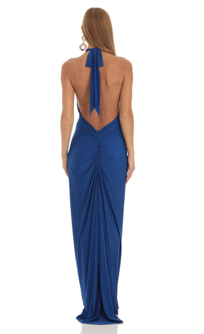 Lucy in the Sky Front Cross Halter Maxi Dress