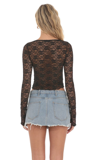 Lucy in the Sky Long Sleeve Lace Top