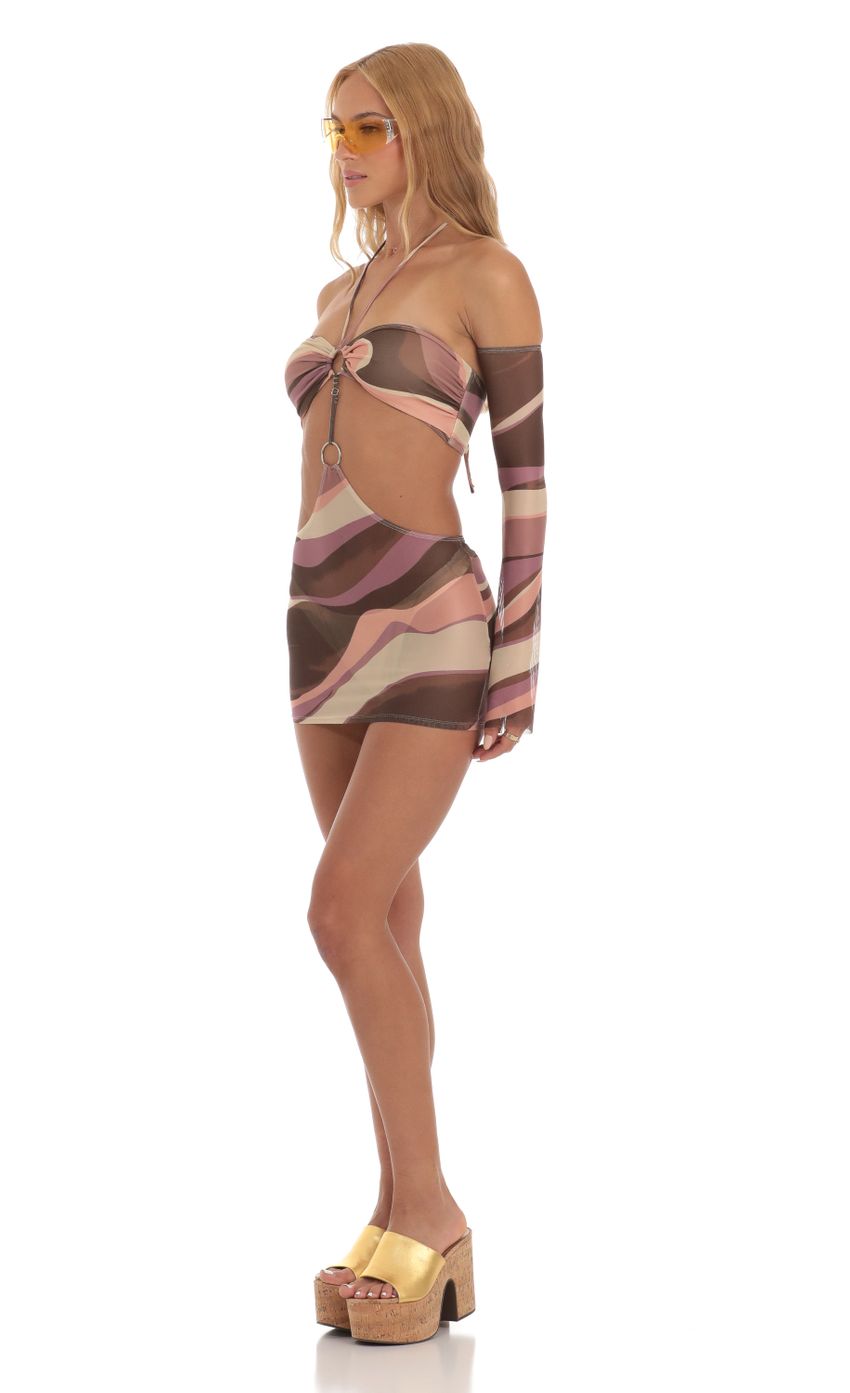 Lucy in the Sky Mesh Two Piece Set in Brown Swirl