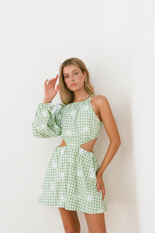 Sabo Skirt Ronnie One Shoulder Dress - Gingham