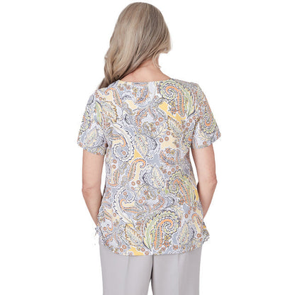 Alfred Dunner Women's Paisley Top With Side Ruching