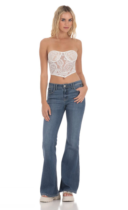 Lucy in the Sky Lace Bandana Top in White