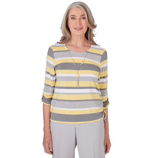 Alfred Dunner Women's Striped Top With Side Ruching