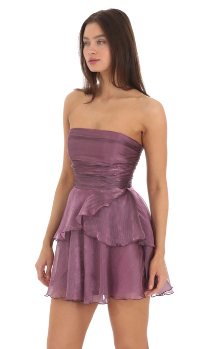 Lucy in the Sky Petal Ruffle Strapless Dress