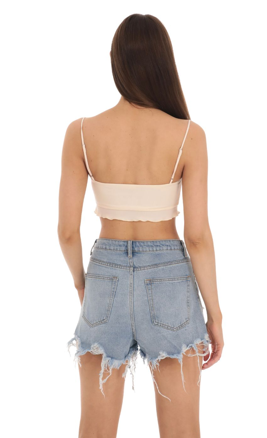 Lucy in the Sky Ruffle Crop Top in Light Peach