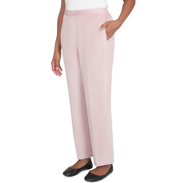 Alfred Dunner Women's Corduroy Elastic Waist Short Length Pleated Pant - ROSE