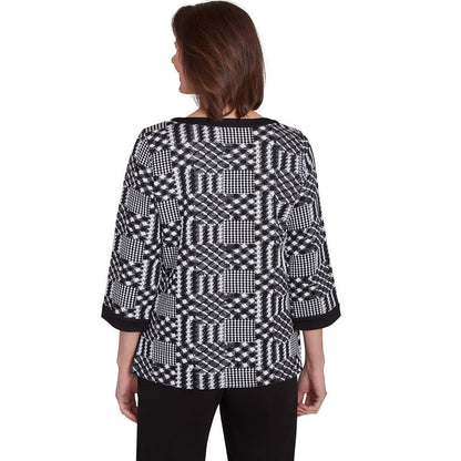 Alfred Dunner Women's Houndstooth Textured Top