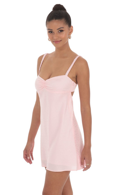 Lucy in the Sky Jacquard Babydoll Satin Dress