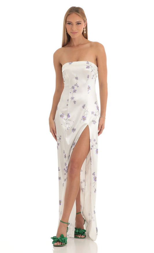 Lucy in the Sky Satin Floral Maxi Dress