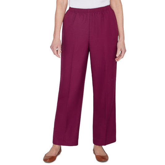 Alfred Dunner Women's Classic Accord Elastic Waist Medium Length Pant - MERLOT