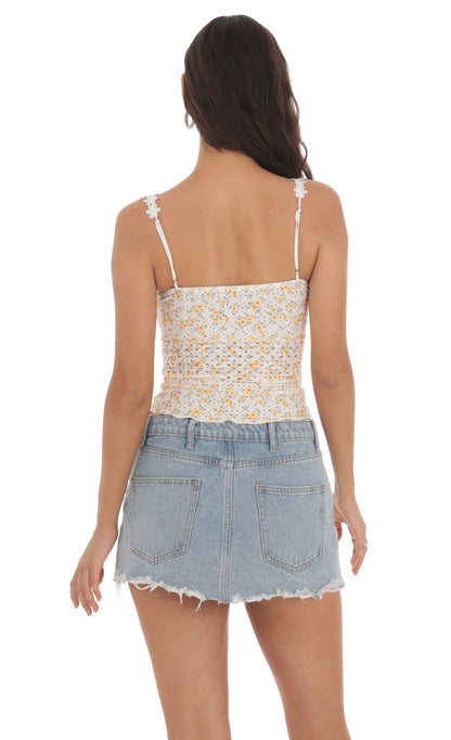 Lucy in the Sky Floral Strap Eyelet Top