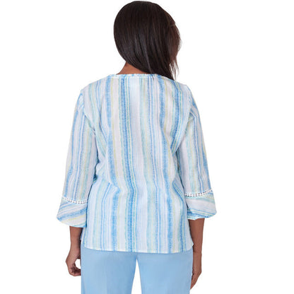 Alfred Dunner Women's Stripe Button Down Blouse Top