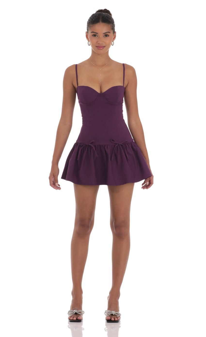 Lucy in the Sky Double Bow Drop Waist Dress in Purple