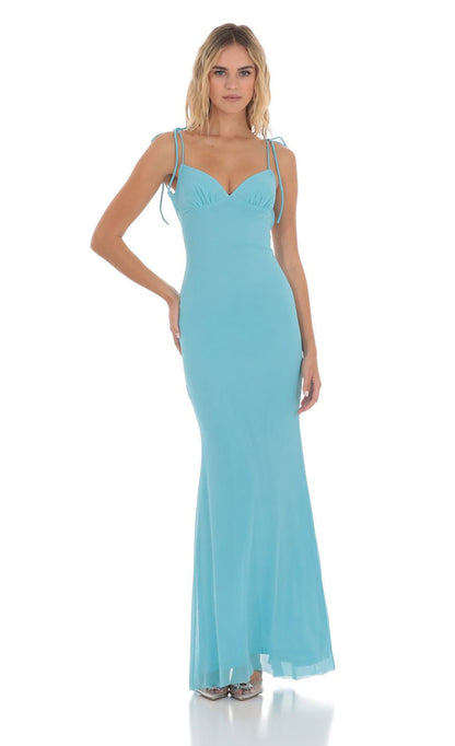 Lucy in the Sky Mesh Open Back Maxi Dress