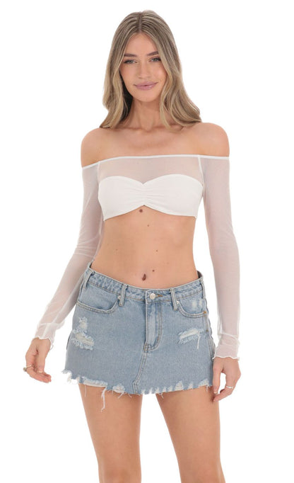 Lucy in the Sky Off Shoulder Mesh Top