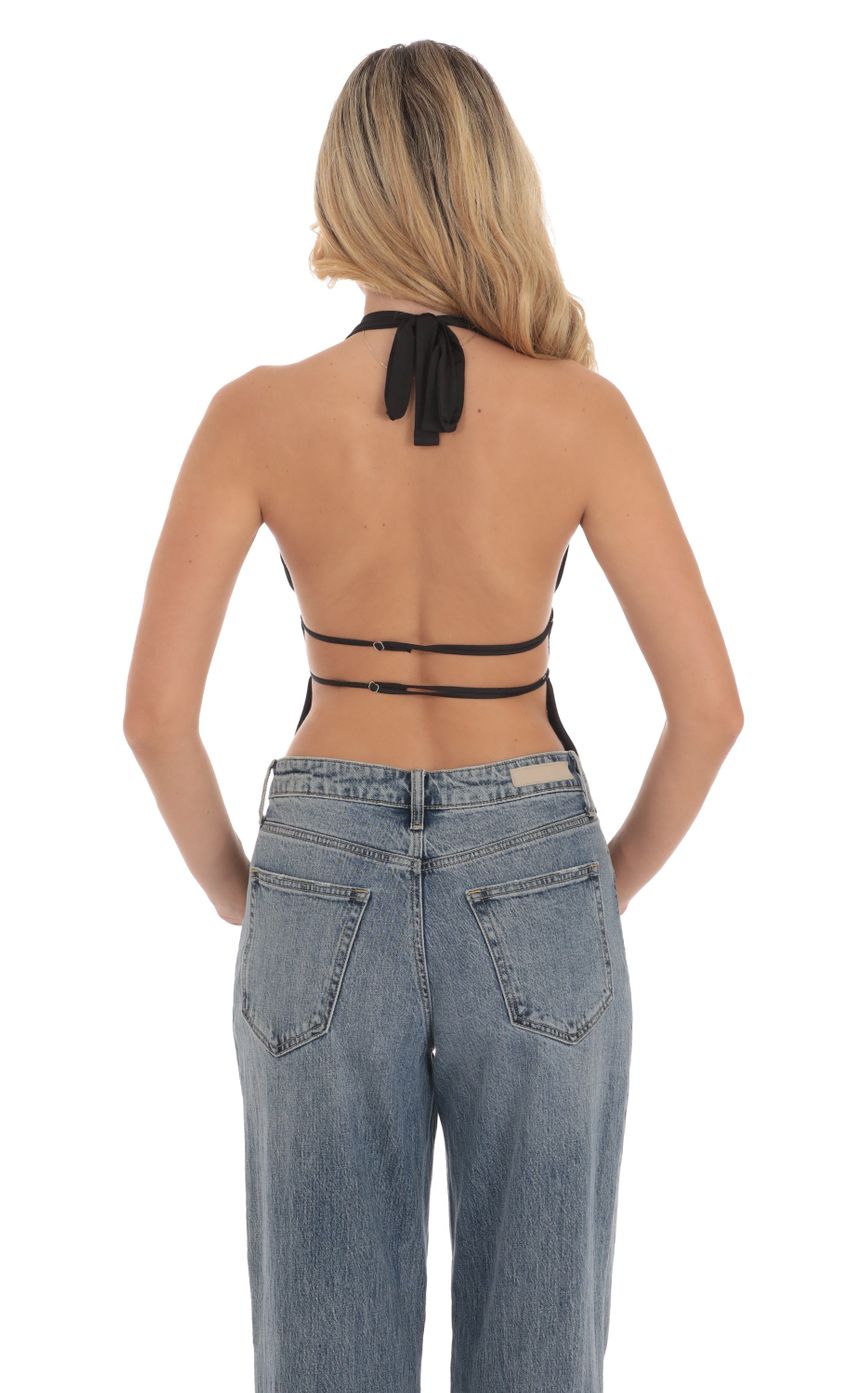 Lucy in the Sky Halter Open Back Top in Black