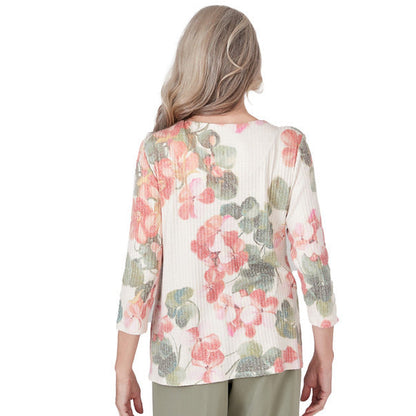 Alfred Dunner Women's Floral Textured Top