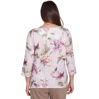 Alfred Dunner Women's Romantic Florals Textured Top