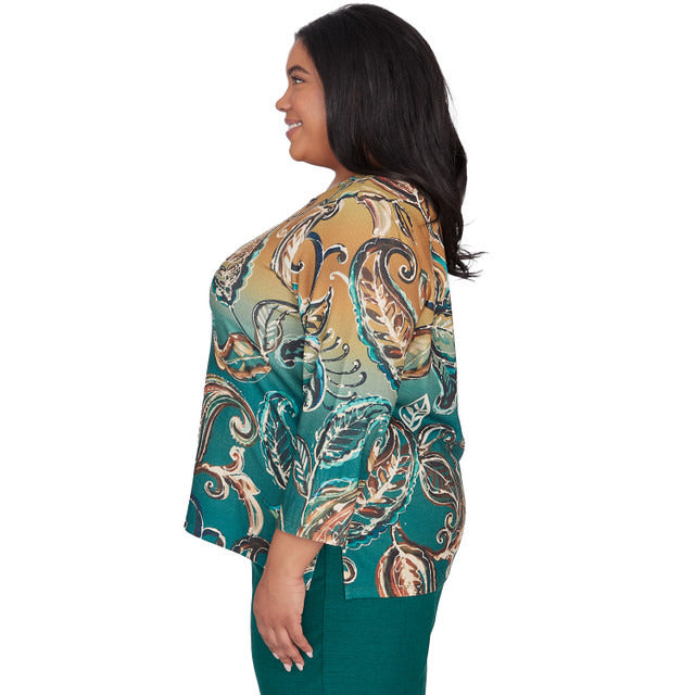 Alfred Dunner Women's Paisley Ombre Top