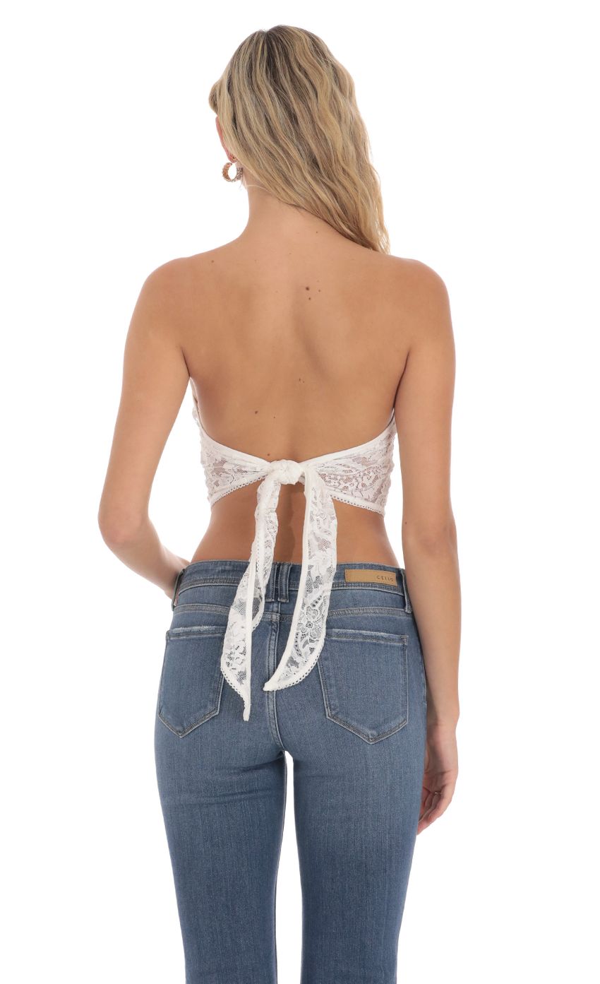 Lucy in the Sky Lace Bandana Top in White