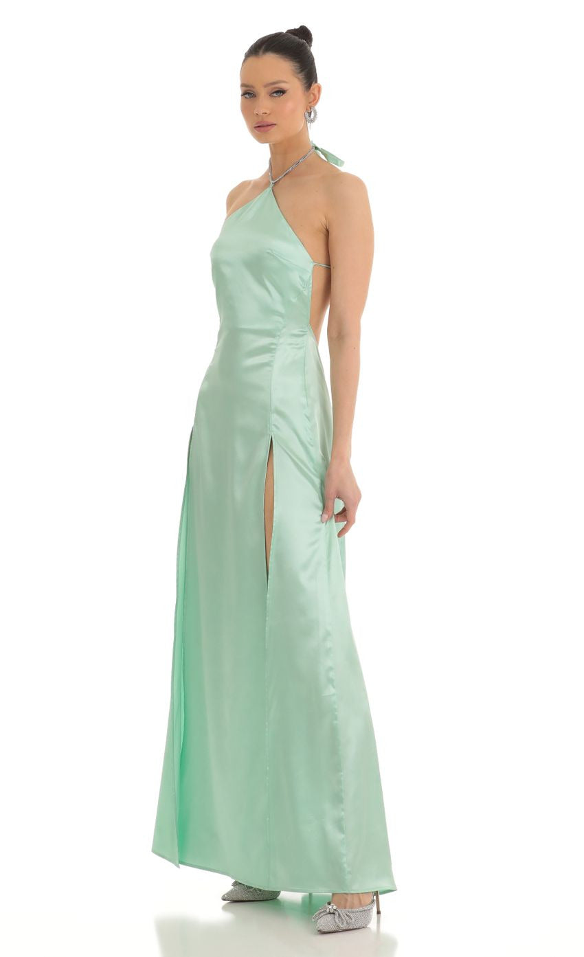 Lucy in the Sky Rhinestone Halter Maxi Dress