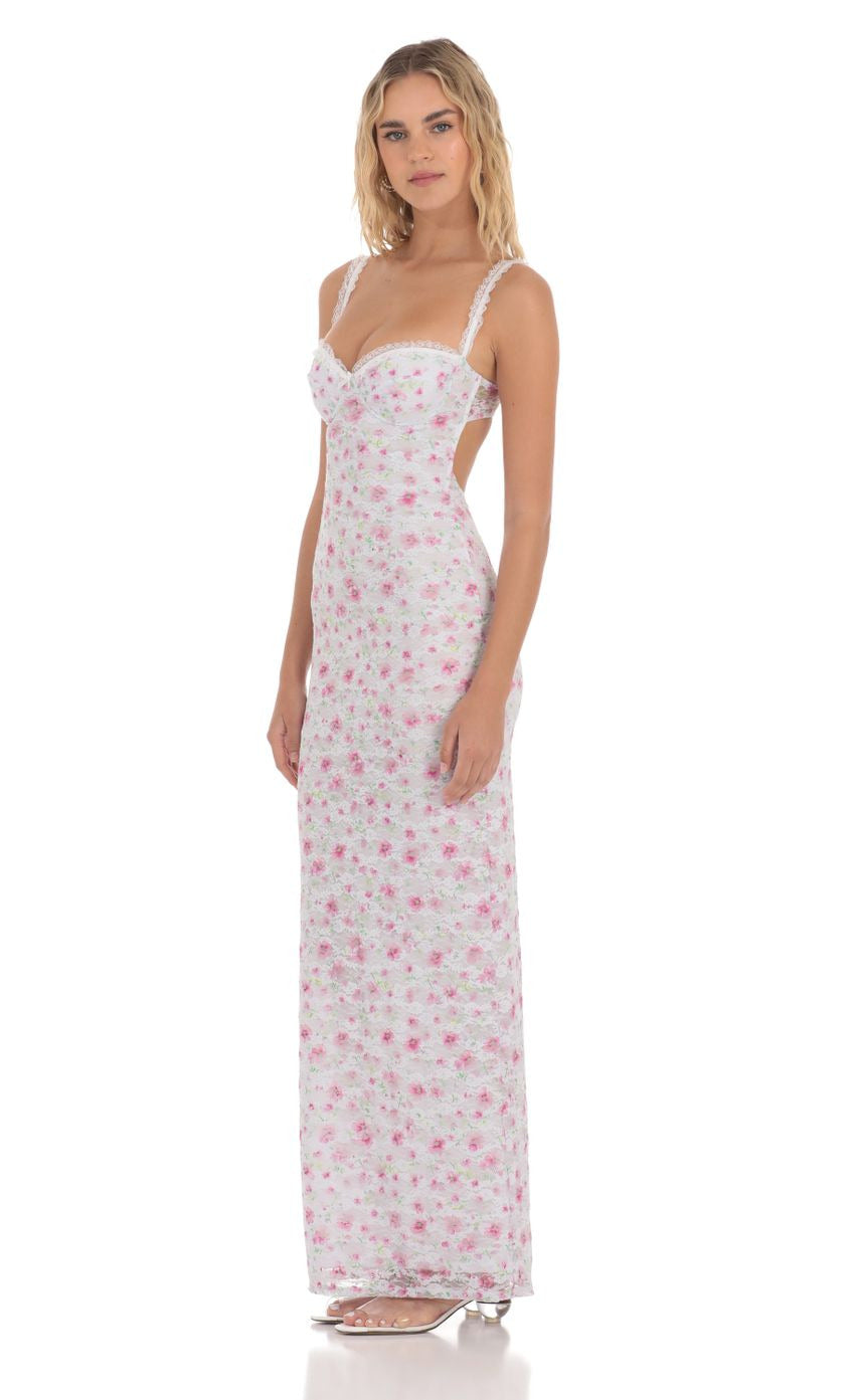 Lucy in the Sky Lace Floral Trim Maxi Dress