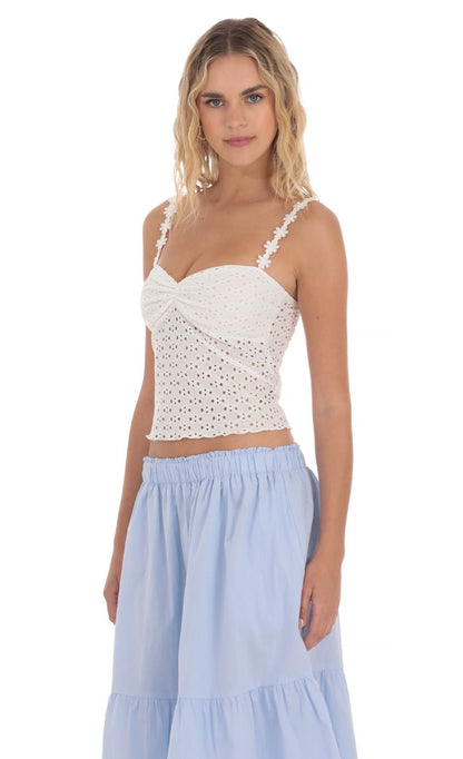 Lucy in the Sky Floral Strap Eyelet Top