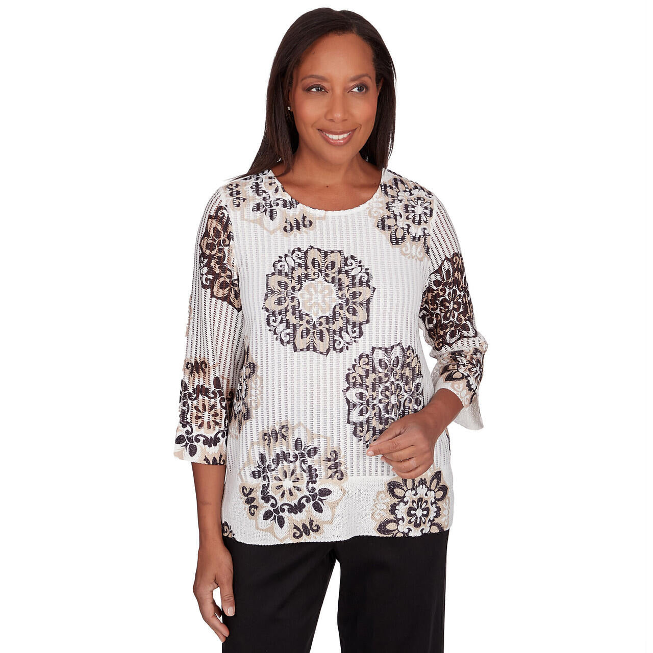 Alfred Dunner Women's Medallion Textured Top