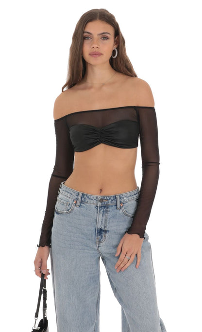 Lucy in the Sky Off Shoulder Mesh Top