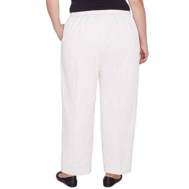 Alfred Dunner Women's Copenhagen Corduroy Short Length Pant - WINTER WHITE