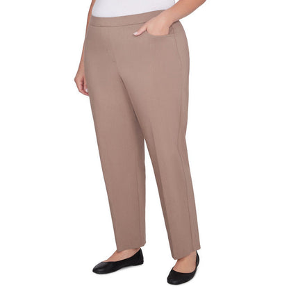 Alfred Dunner Women's Millennium Faux Fly Front Average Length Pant - FAWN HEATHER