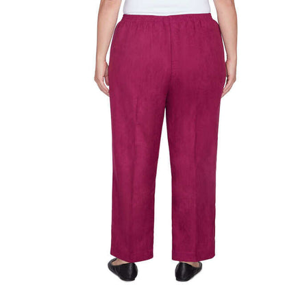 Alfred Dunner Women's Soft Microfiber Side Seam Pocket Medium Length Pant - WINE