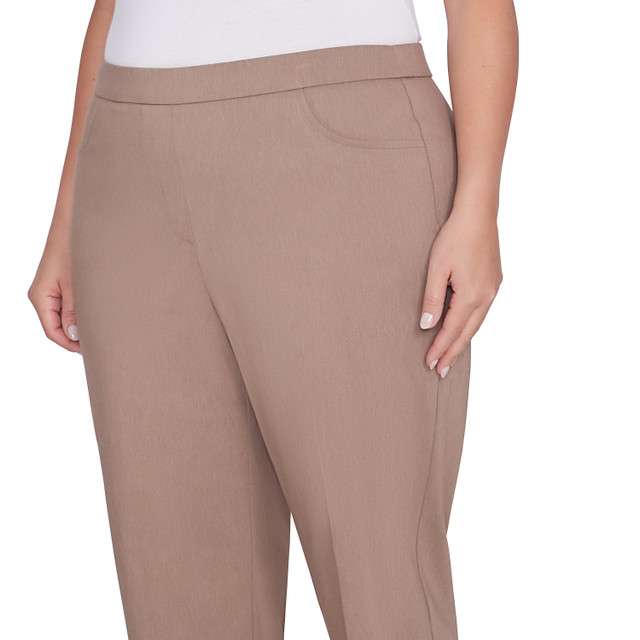 Alfred Dunner Women's Millennium Faux Fly Front Average Length Pant - FAWN HEATHER