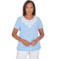 Alfred Dunner Women's Lace Neck Striped Split Hem Tee 1