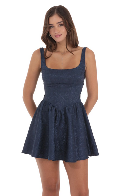 Lucy in the Sky Jacquard Open Back Bow Dress