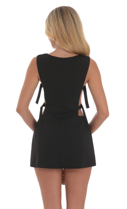 Lucy in the Sky Buckle Cutout Dress in Black