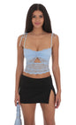 Lucy in the Sky Lace Cutout Top in Blue