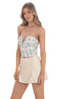 Lucy in the Sky Floral Lace Strapless Top in White