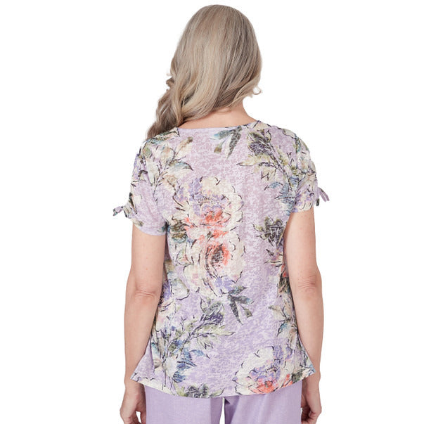 Alfred Dunner Women's Short Sleeve Burnout Floral Top