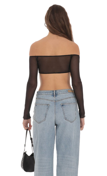 Lucy in the Sky Off Shoulder Mesh Top