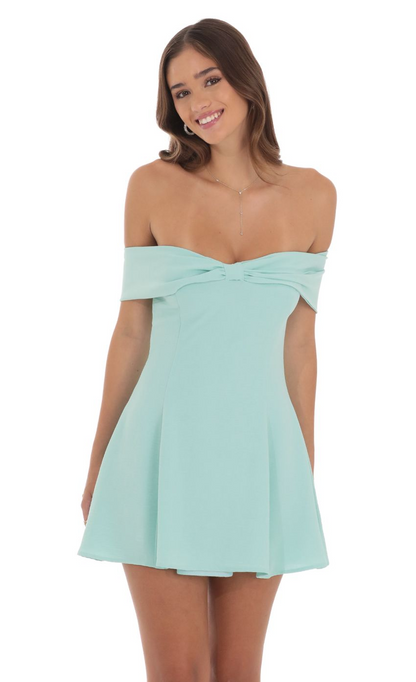 Lucy in the Sky Front Bow Off Shoulder Dress