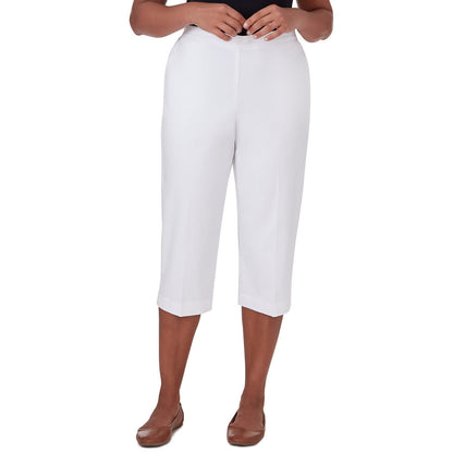 Alfred Dunner Women's Twill Capri With Pockets -  WHITE