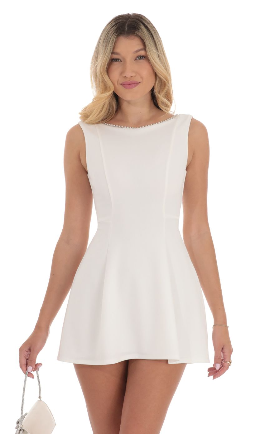 Lucy in the Sky Pearl Open Back A-line Dress in White