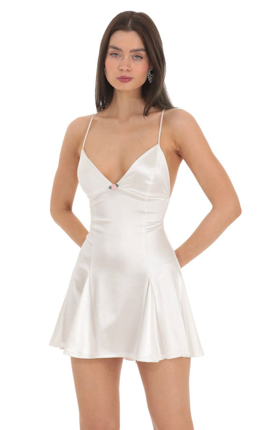 Lucy in the Sky Satin A-line Dress in White