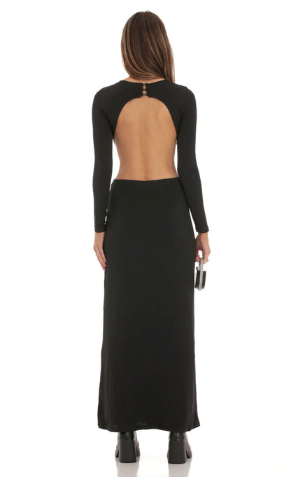 Lucy in the Sky Cutout Open Back Dress in Black