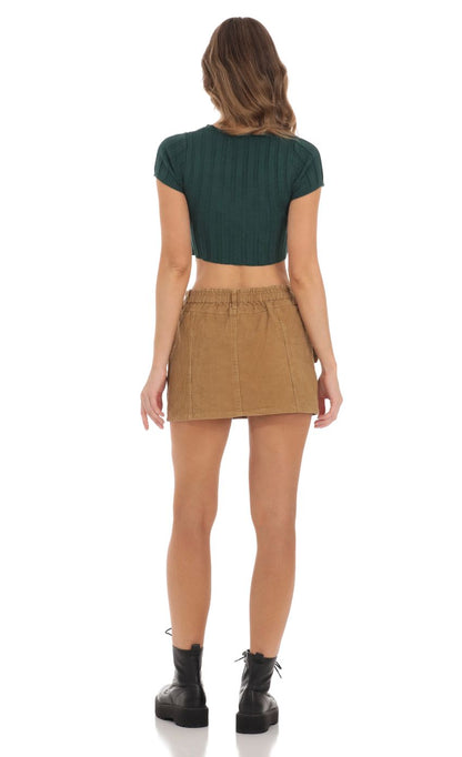 Lucy in the Sky Knit Cutout Top in Green