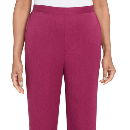 Alfred Dunner Women's Soft Microfiber Side Seam Pocket Short Length Pant - WINE