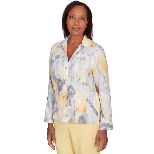 Alfred Dunner Women's Abstract Watercolor Jacket