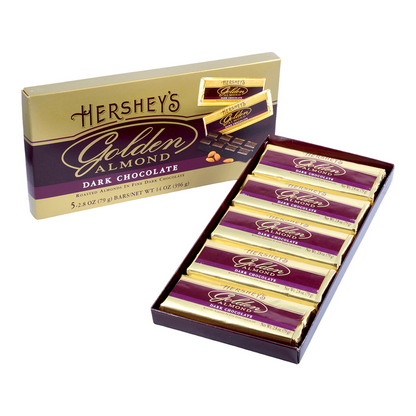 GOLDEN ALMOND Dark Chocolate 14oz Box of Five 2.8oz Candy Bars